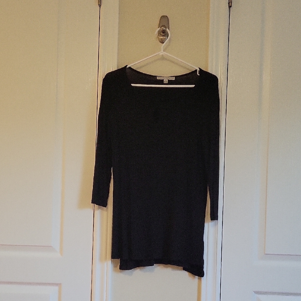 Larry Levine Black 3/4 Sleeve Tunic Top